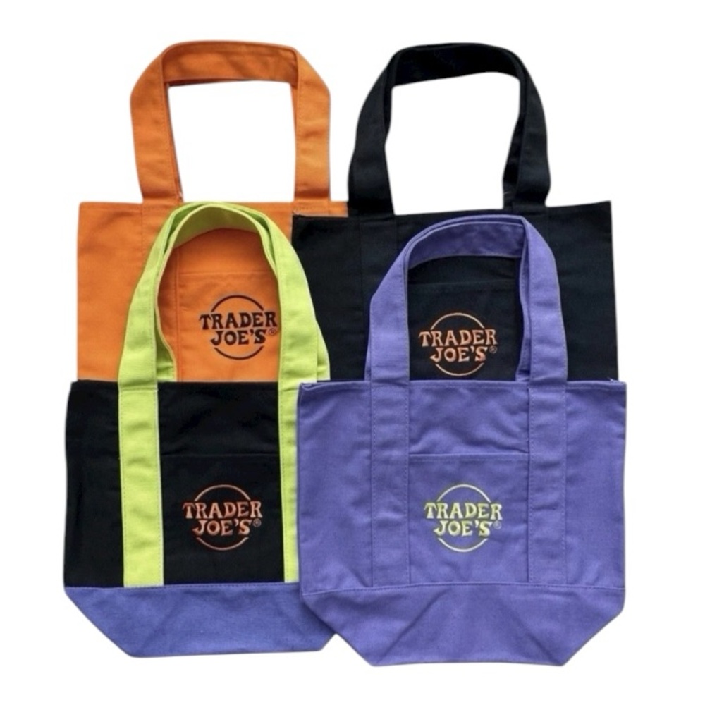 Trader Joes Mini Halloween Canvas Tote Bag 4 Piece Set Limited Edition
